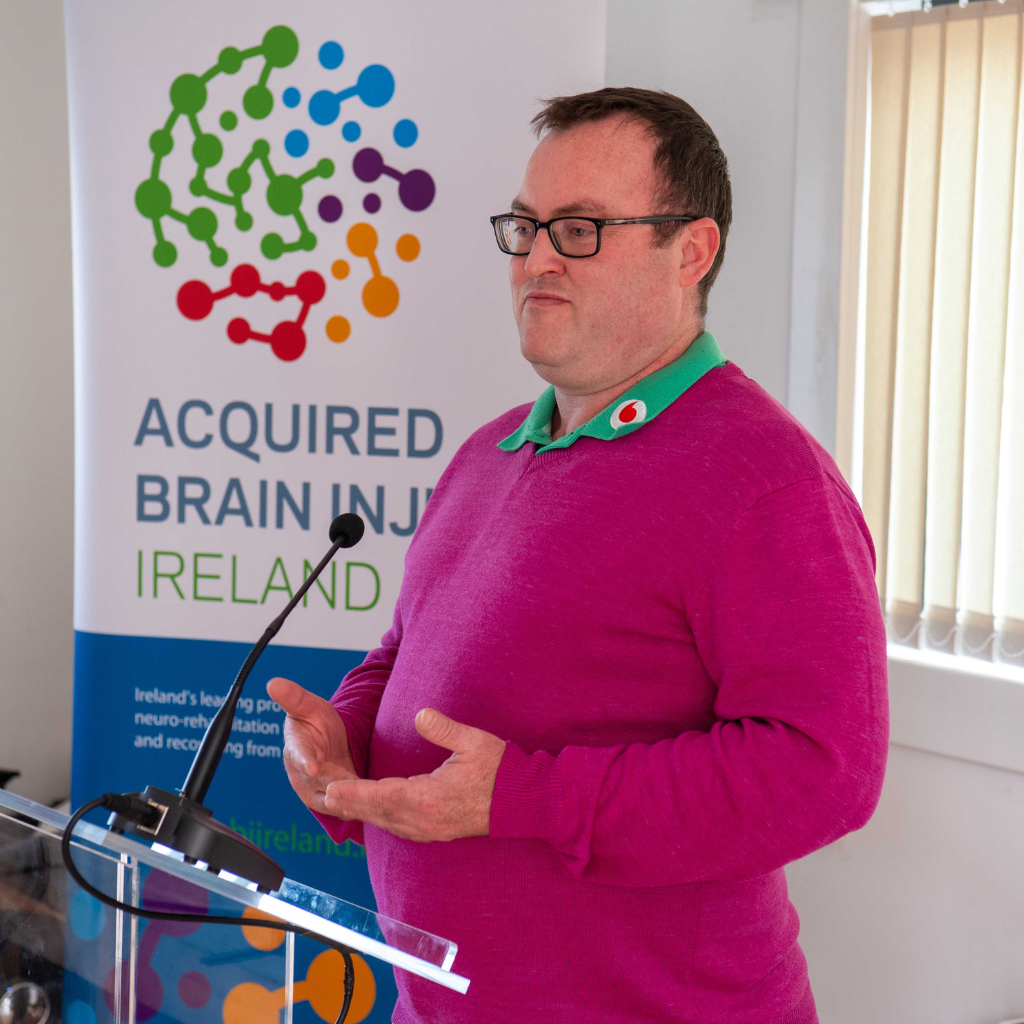 Photo of Damien O'Caroll speaking
